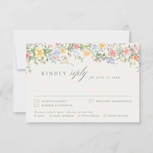 Convites Pastel Wildflower Spring Garden Floral RSVP Card (Frente)