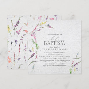 Convites Pastel Wildflower Watercolor Baptism