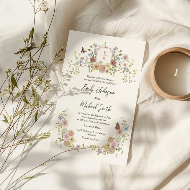 Convites Pastel Wildflower Wedding (Criador carregado)