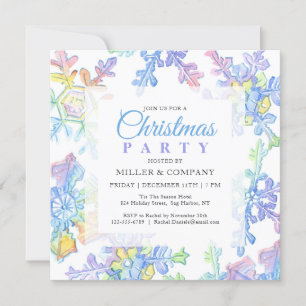 Convites Pastel Winter Snowflakes Festa de Natal Corporativ