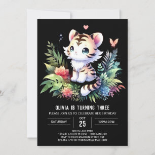 Convites Pastel Woodland Tiger Birthday