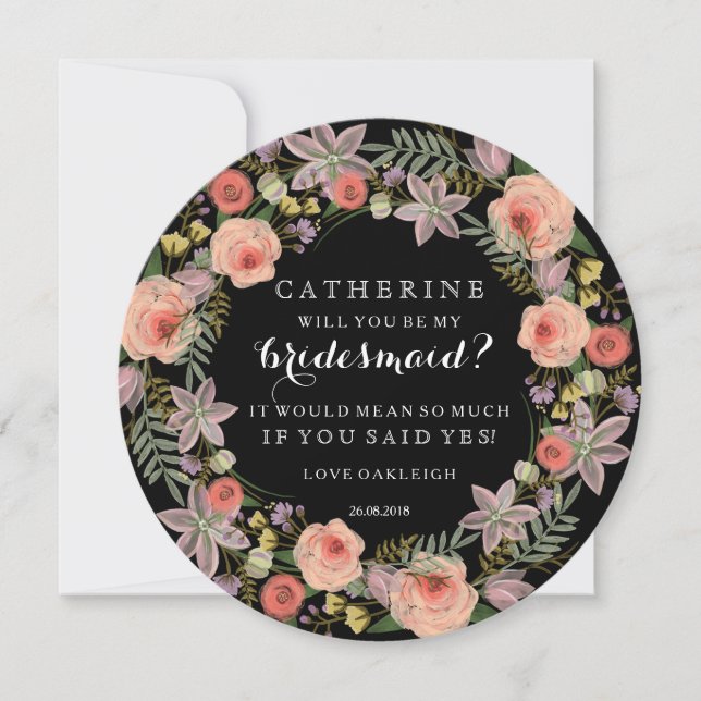 Convites Pastel Wreath Você Será A Minha Porta-Pontas | Bra (Frente)