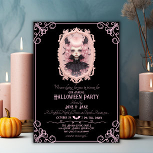 Convites Pasteloentre Preto e Rosa Festa de Halloween Spook