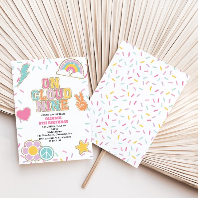 Convites Patch De Pré-Disquete Na Nuvem 9/9 Aniversário (Criador carregado)