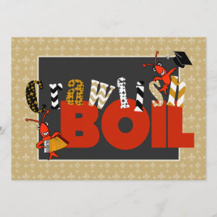 Convites Patchwork Fleur de Lis Crawfish Boil Graduação