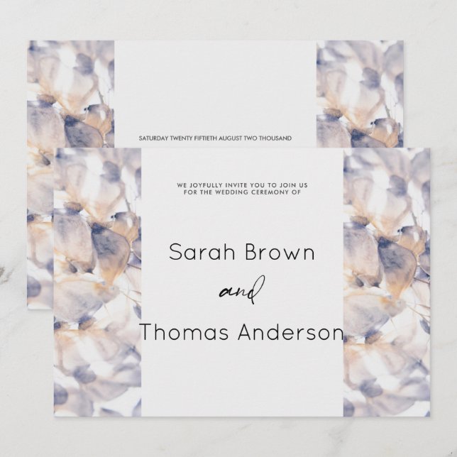 CONVITES PATELAS BRANCAS E AZUIS FLORAL ELEGANTE CASAMENTO  (Frente/Verso)