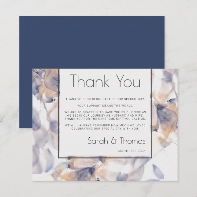 CONVITES PATELAS BRANCAS E AZUIS FLORAL ELEGANTE OBRIGADO (Frente/Verso)