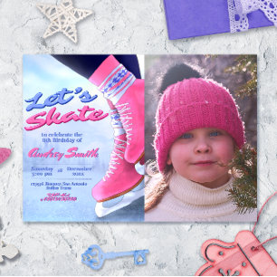 Convites Patine Sobre - Festa de Patinação de Inverno com F