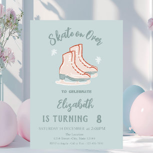 Convites Patins de gelo Flocos de neve Verde Hortelã Aniver