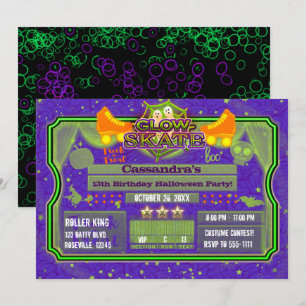 Convites Patins de Rodas de Halloween para Festa de Anivers
