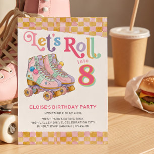 Convites Patins Retrô de Aniversário de Qualquer Idade Vamo