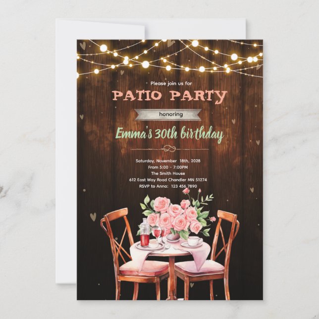 Convites Patio theme party invitation (Frente)