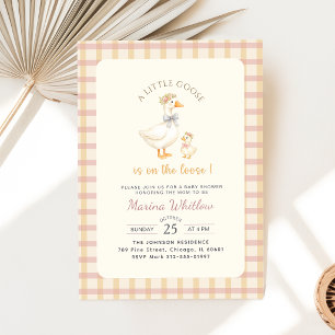 Convites Pato com Laço de Gingham Chácara Baby Shower