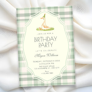 Convites Pato de aniversário ganso bobo verde