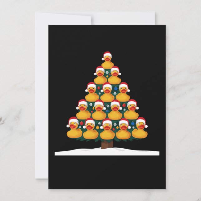 Convites Pato de Borracha Chapéu de Papai Noel Árvore de Na (Frente)