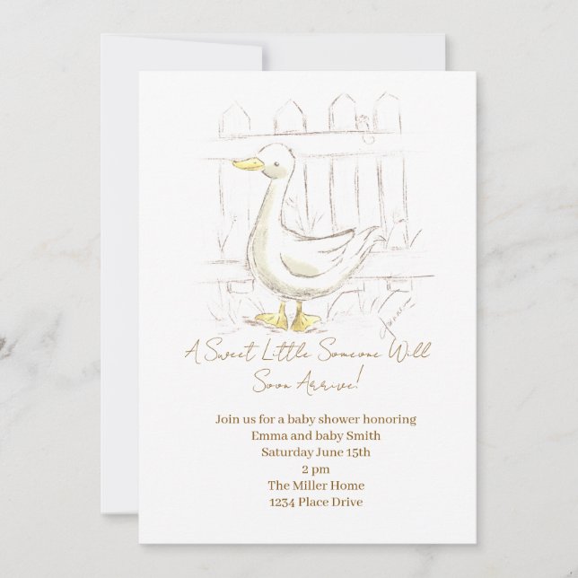 Convites Pato de Conto de Fadas (Frente)