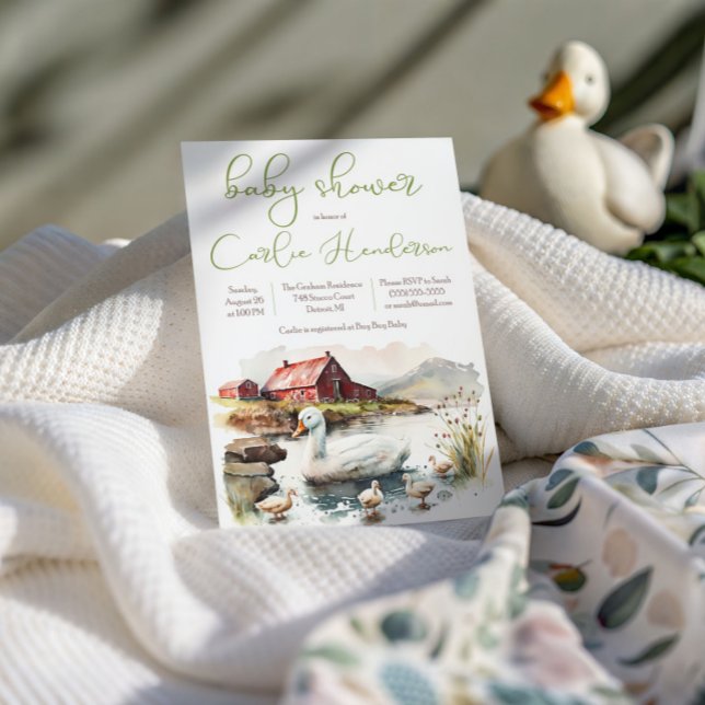 Convites Pato de Fazenda de Aquarela com Chá de fraldas de  (Criador carregado)