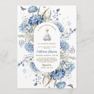 Convites Pato Tolo Código Qr Floral Azul Festa de Bebê