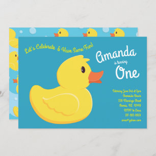 Convites Patos de primeiro aniversario de Borracha de Ducky