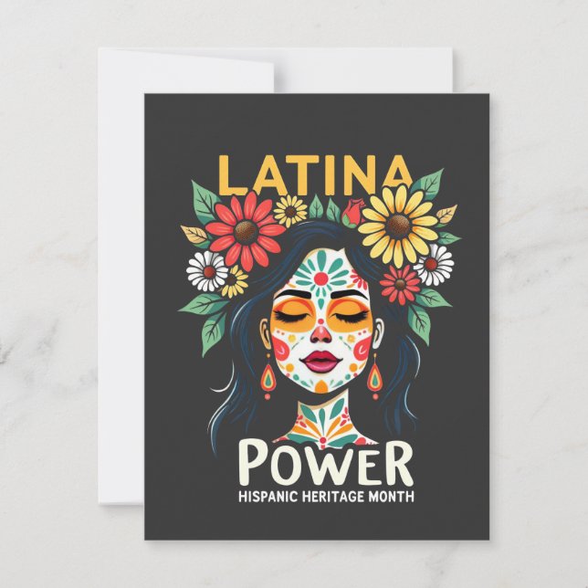 Convites Patrimônio hispânico de Latina Power Mês (Frente)