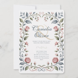 Convites Patrimônio Vitoriano Botânico Rosa Azul Floral