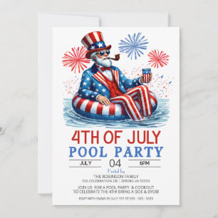 Convites Patriot Red White e Blue 4º do Partido da Piscina