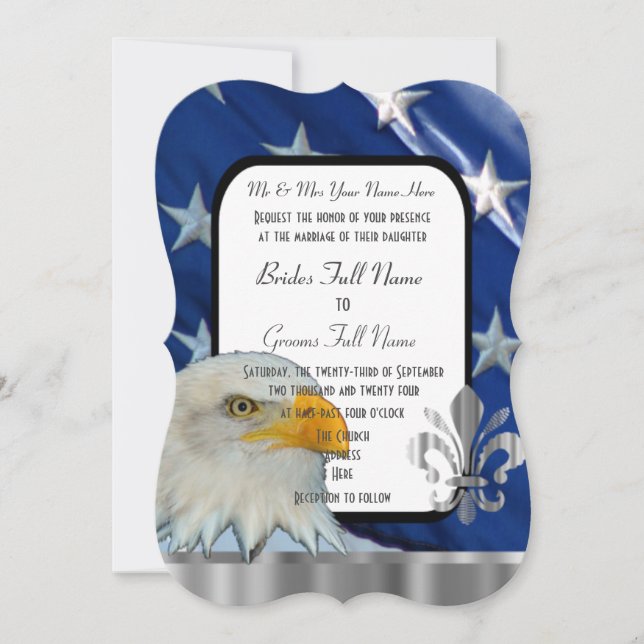 Convites Patriotic American flag and eagle wedding Invitati (Frente)