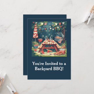 Convites Patriotic Backyard BBQ Scene – 4th of July Cookout