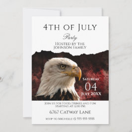 Convites Patriotic Bald Eagle 4th of July Party Invitation