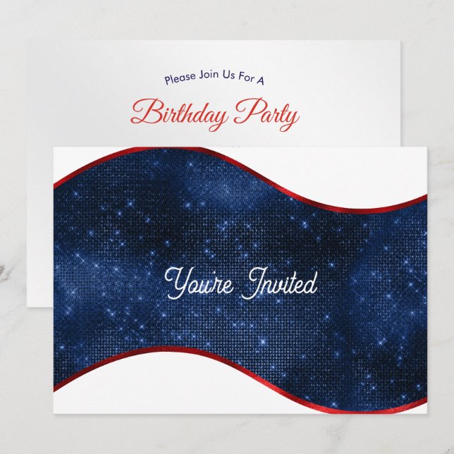 Convites Patriotic Blue Wave Birthday (Frente/Verso)