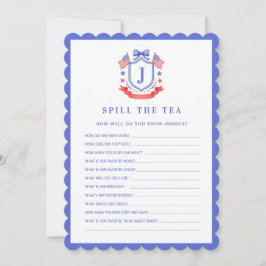 Convites Patriotic Cre | Spill the Tea | Bridal Shower Game