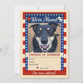 Convites Patriotic Dog Change of Address Card