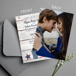 Convites Patriotic Love II Rustic 4th of Julit Photo Weddin