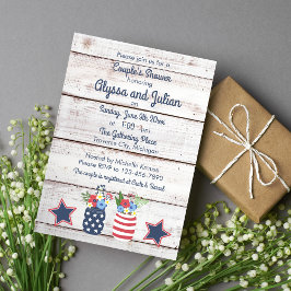 Convites Patriotic Love Rustic 4th of Julho Casal Chá