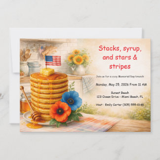 Convites Patriotic Pancake Memorial Day Brunch Invitation