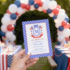 Convites Patriotic Red White & I Do Monogram Bridal Shower