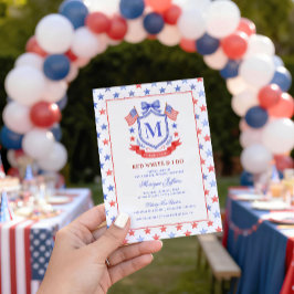 Convites Patriotic Red White & I Do Monogram Bridal Shower