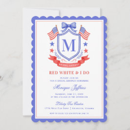 Convites Patriotic Red White & I Do Monogram Bridal Shower