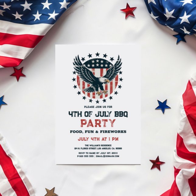 Convites Patriotic Retro American Eagle BBQ Invitation (Criador carregado)