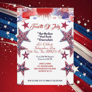 Convites Patriotic Stars 4º de julho Parte I do CHURRASCO d