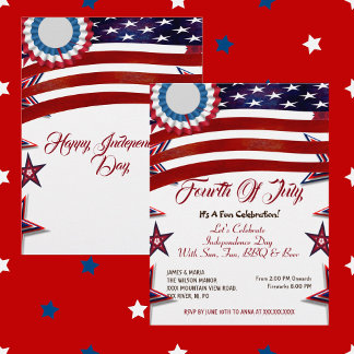 Convites Patriotic Stars 4 de julho Partido CHURRASCO de Ba