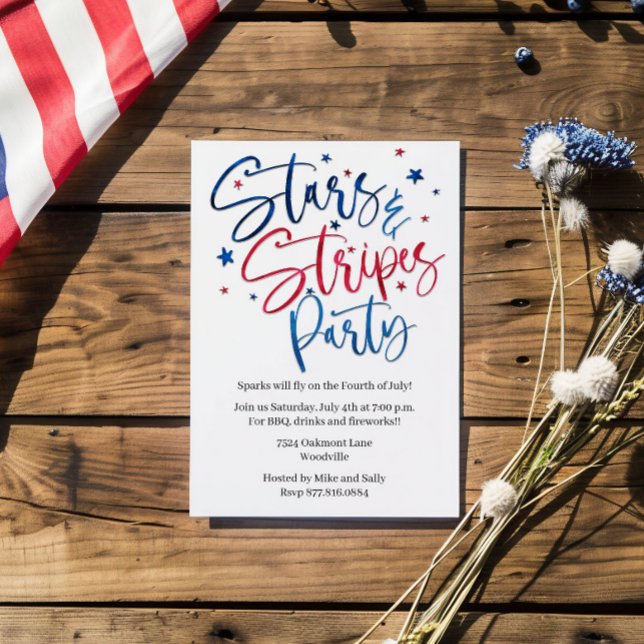 Convites Patriotic Stars and Stripes Party Custom (Criador carregado)