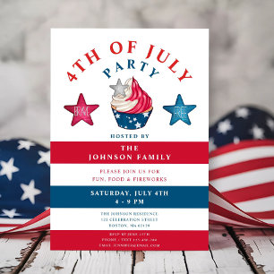 Convites Patriótica Red White E Blue Stars 4 De Julho