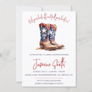 Convites Patriótico 4 de julho, Cowgirl Boots Chá de panela