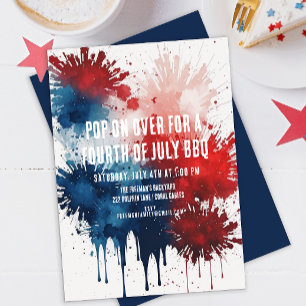 Convites Patriótico 4 De Julho De CHURRASCO De Aquarela Mod