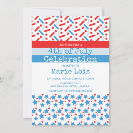 Convites Patriótico 4 de julho Estrelas Strips Espelha
