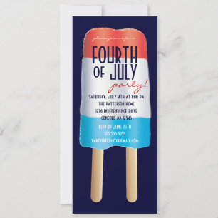 Convites Patriótico Bombpop Vermelho Branco Azul 4 de julh