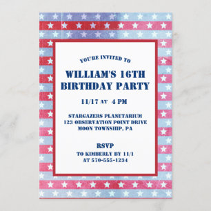 Convites Patriótico desbotado americano, vermelho, azul bra
