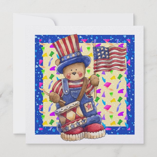 Convites Patriótico - Dia 4 de julho - Dia da Independência (Frente)