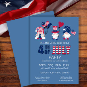 Convites Patriótico Partido Gnomos Americano 4 De Julho